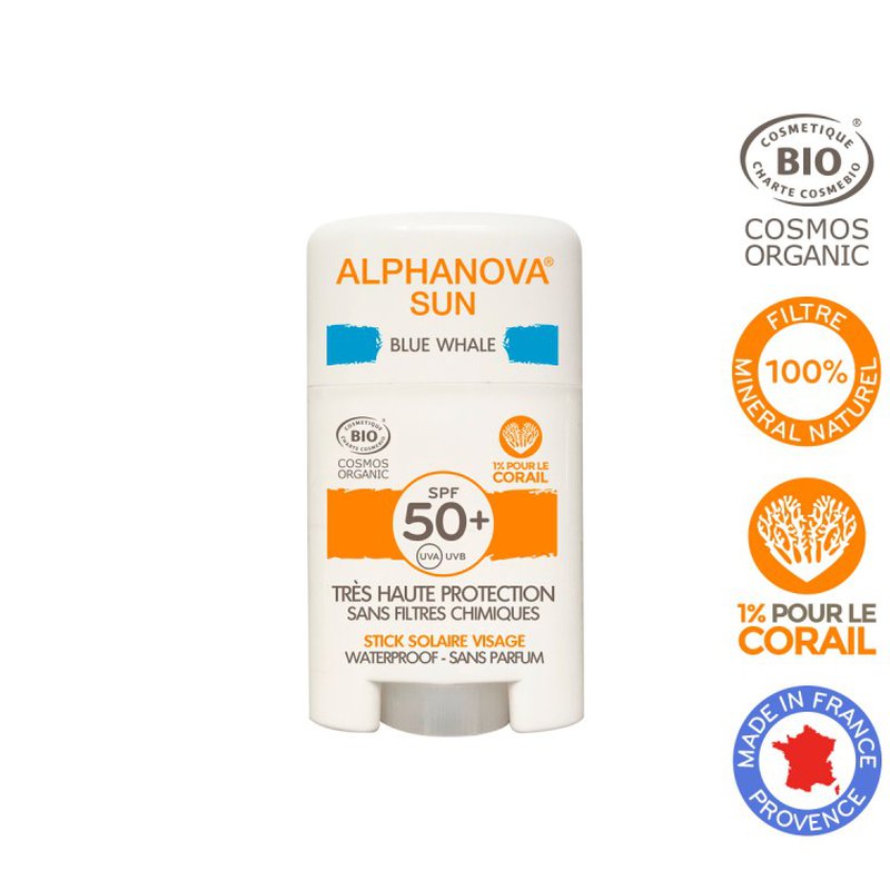 Alphanova Sun, Krem z filtrem w sztyfcie, SPF50+, Blue Whale, 12 g ALPHANOVA SUN