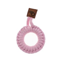 Hi Little One - gryzak sznurkowy Ring Teether wood and cotton Baby Pink Light