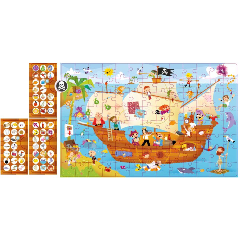 Puzzle obserwacyjne Apli Kids - Statek piratów 104 el.5+