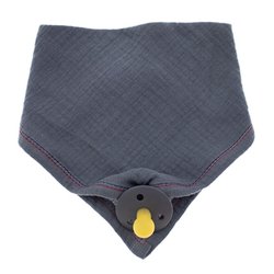 Hi Little One - Śliniak muślinowy bandana z zawieszką na smoczek muslin bandana bibs with pacifire holder Iron