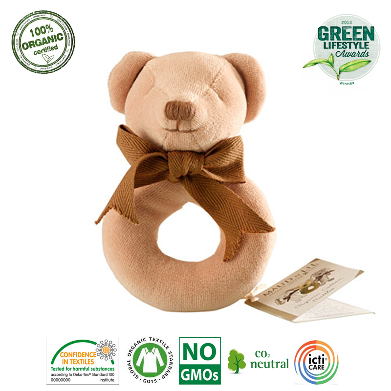 Maud N Lil Cubby the Teddy Ring Rattle Grzechotka Organiczna Miękka