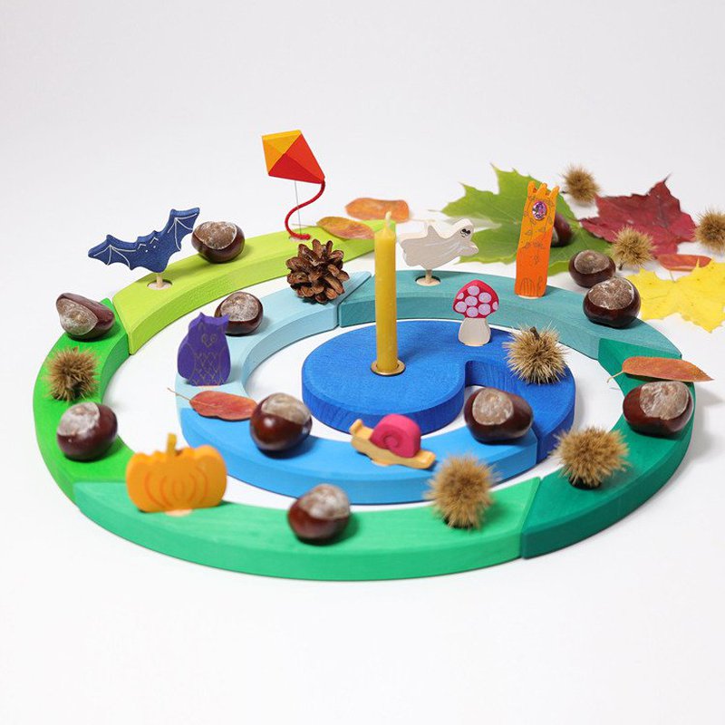 Drewniany Pierścień Urodzinowy, niebiesko-zielony, Grimm's