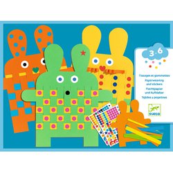 Djeco - Zestaw przeplatanka z naklejkami - 6 króliczków DJ8938