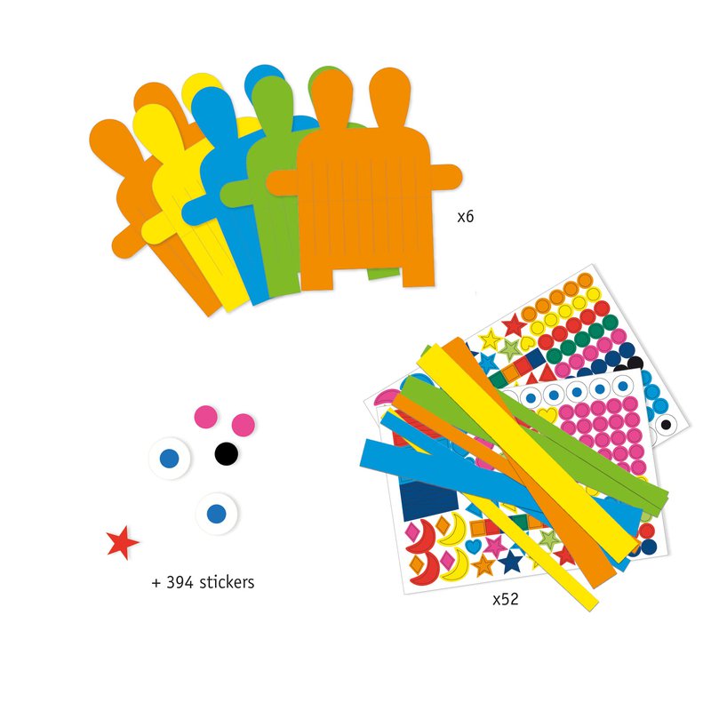 Djeco - Zestaw przeplatanka z naklejkami - 6 króliczków DJ8938