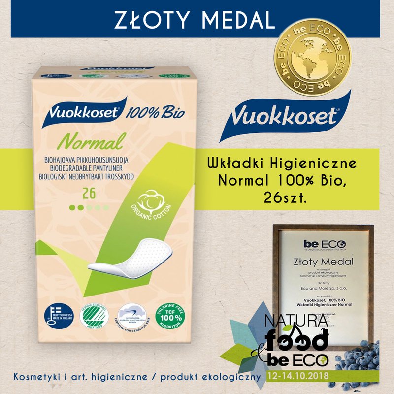 Vuokkoset, 100% BIO, Wkładki Higieniczne Normal, 26szt. VUOKKOSET