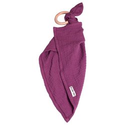Hi Little One - Przytulanka dou dou z gryzakiem cozy muslin with wood teether Lavender