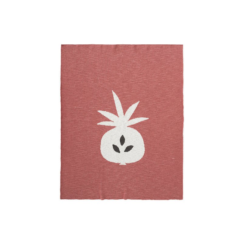 Fresk Tkany kocyk z bawełny organicznej 80 x 100 cm Ananas Oker FRESK