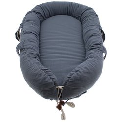 Hi Little One - Kokon gniazdko dla Noworodka z oddychającego muślinu NEWBORN NEST IRON