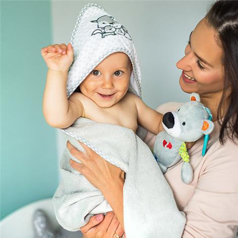 Babyono - 346/03 Okrycie kąpielowe bambusowe - ręcznik z kapturkiem NATURAL BAMBOO 100X100cm szare