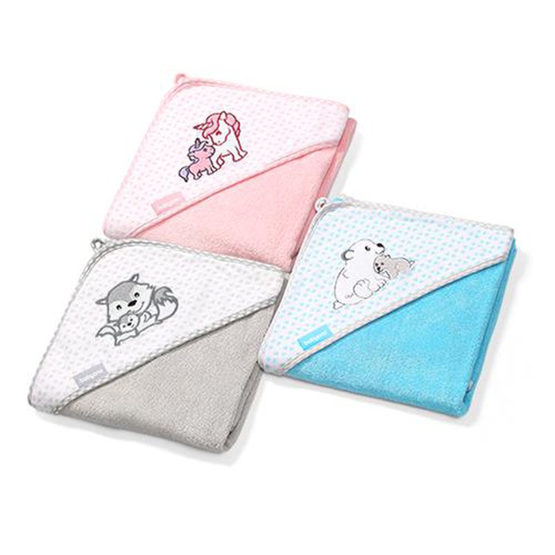 Babyono - 346/03 Okrycie kąpielowe bambusowe - ręcznik z kapturkiem NATURAL BAMBOO 100X100cm szare