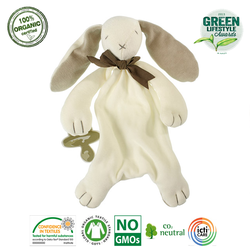 Maud N Lil Ears The Bunny Comforter Organiczny Mięciutki Pocieszyciel dou dou z łapką na smoczek