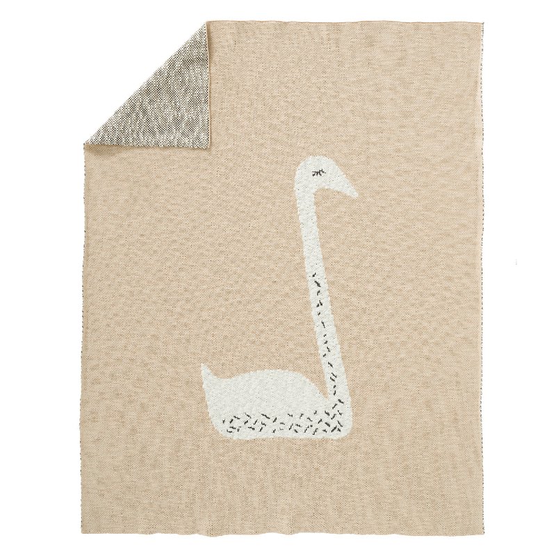 Fresk Tkany kocyk z bawełny organicznej 100 x 150 cm Łabędź FRESK