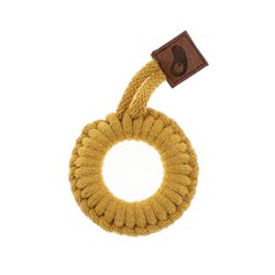 Hi Little One - gryzak sznurkowy Ring Teether wood and cotton Mustard
