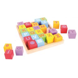 BabyBigjigs - Kolorowe kostki drewniane z literkami