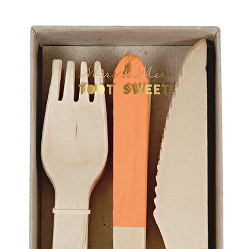 Meri Meri - Sztućce drewniane Neonowe