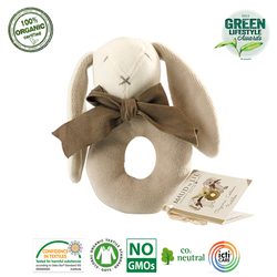 Maud N Lil Ears the Bunny Ring Rattle Grzechotka Organiczna Miękka