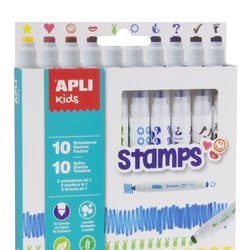 Flamastry ze stempelkami Apli Kids - 10 kolorów