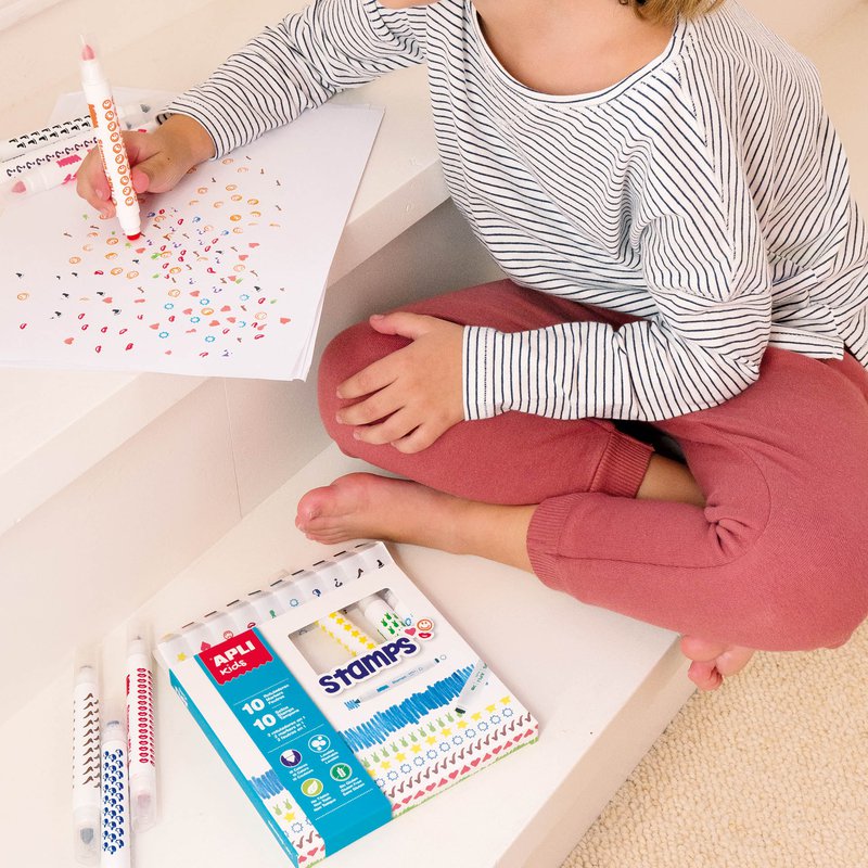 Flamastry ze stempelkami Apli Kids - 10 kolorów
