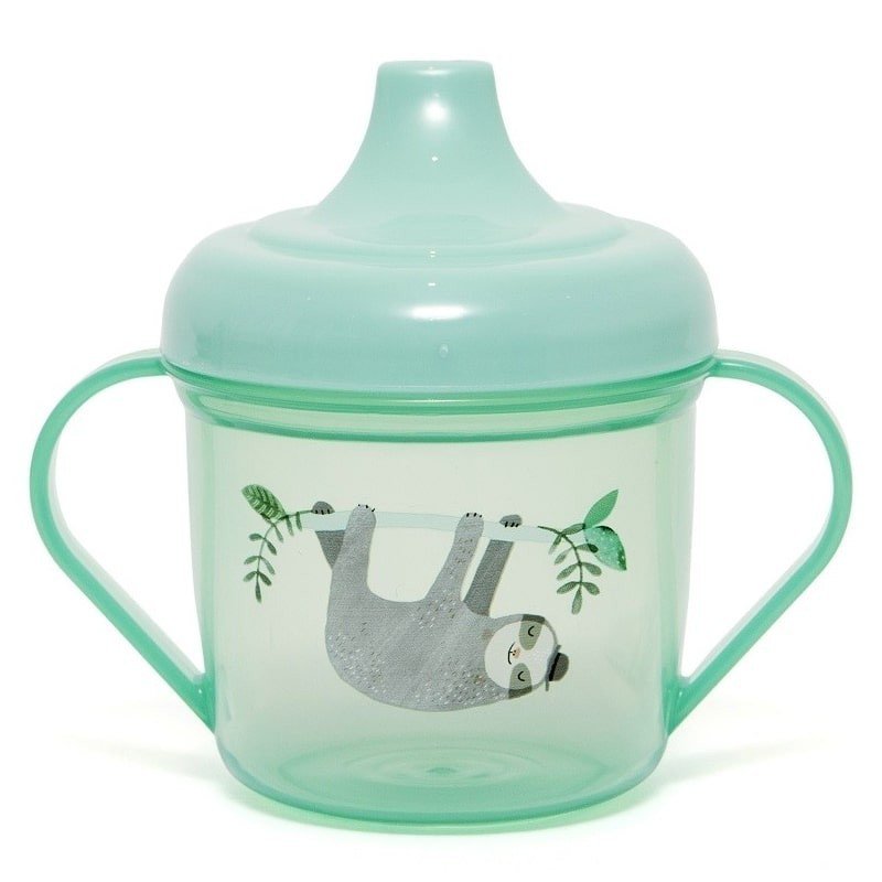 Petit Monkey - transparentny kubek treningowy z ustnikiem Leniwiec