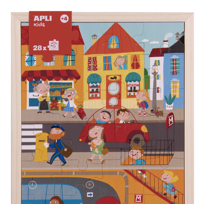 Drewniane puzzle w ramce Apli Kids - Miasto 4+