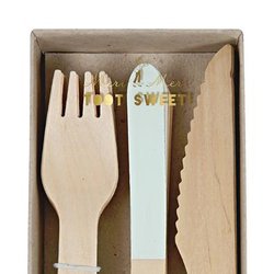 Meri Meri - Sztućce drewniane Miętowe