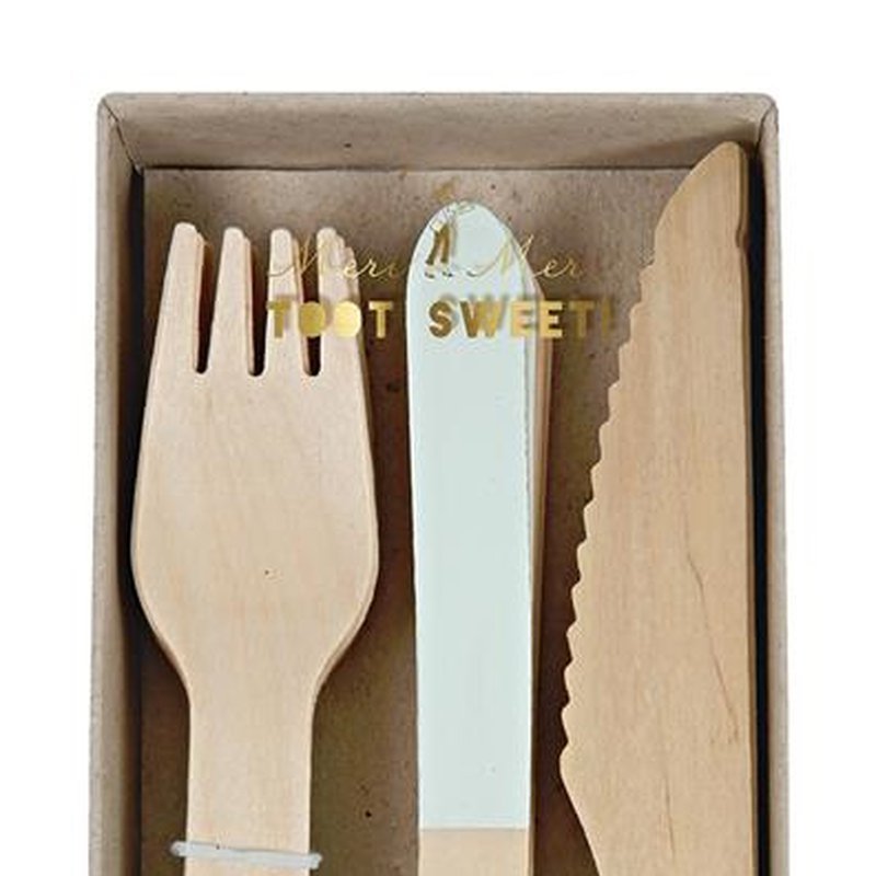 Meri Meri - Sztućce drewniane Miętowe