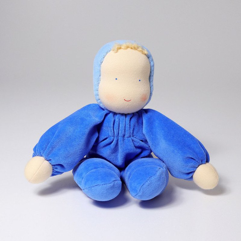 Laleczka mięciutka 0+, niebieska, Grimm's