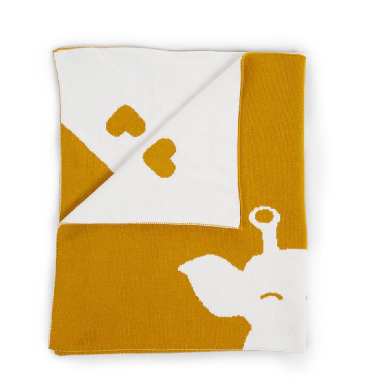 CHILDHOME - Kocyk Żyrafa 85 x 70 cm Ecru