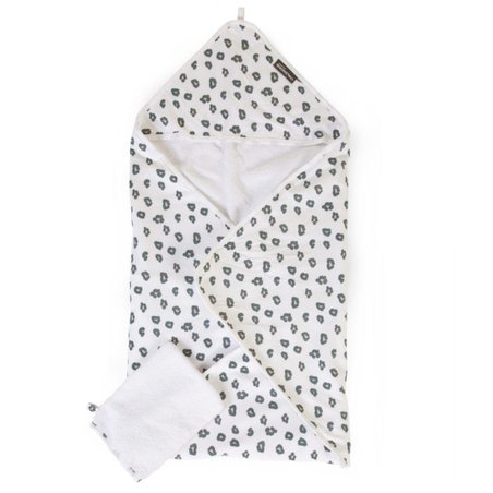 Childhome Ręcznik z kapturkiem + myjka Jersey Leopard CHILDHOME