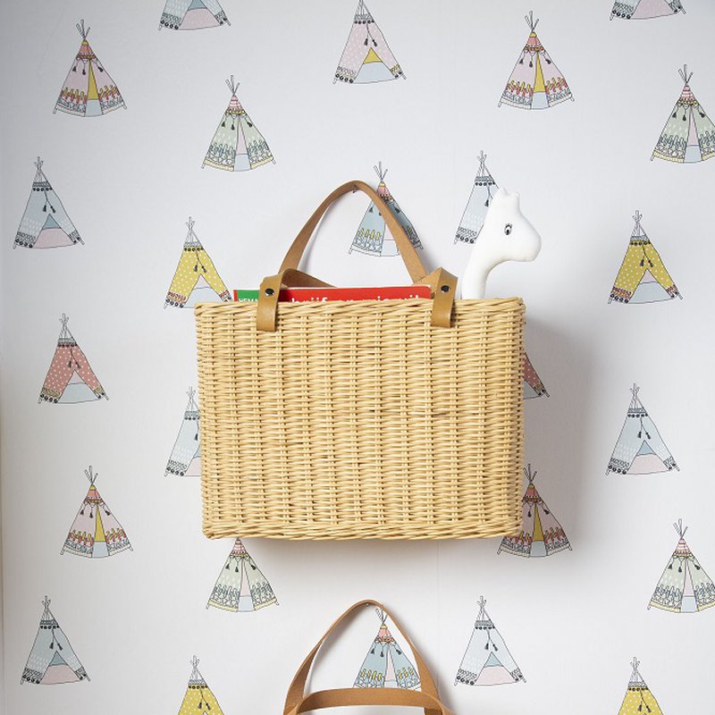 Childhome Kosz wiszący z uchwytami Natural CHILDHOME