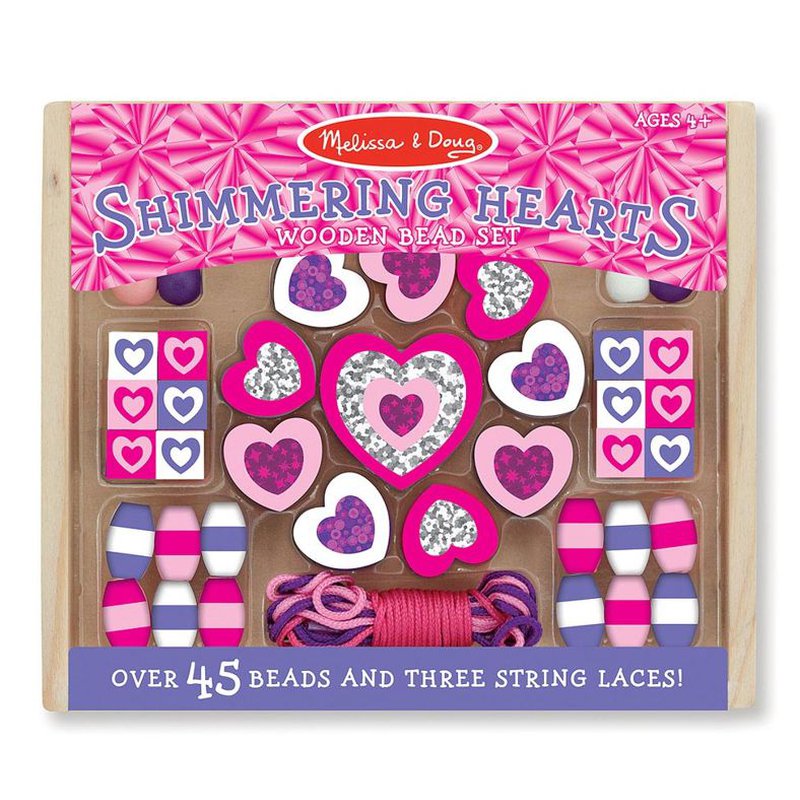 Duplikat# Melissa&Doug® - Melissa, Zestaw drewnianych koralików – serduszka