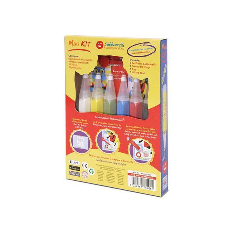 Sabbiarelli - Magiczny Piasek do Kolorowania, Mini Kit, Zwierzęta, 5l+