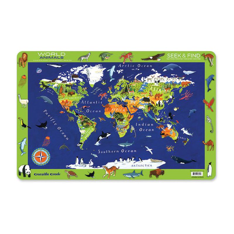 Crocodile Creek® - Podkładka, motyw zwierzęta świata, Crocodile Creek