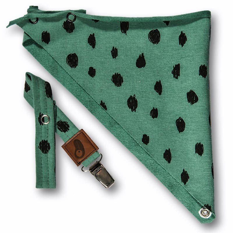 Hi Little One - bandanka z zawieszką Leopard Green forest  2 in 1