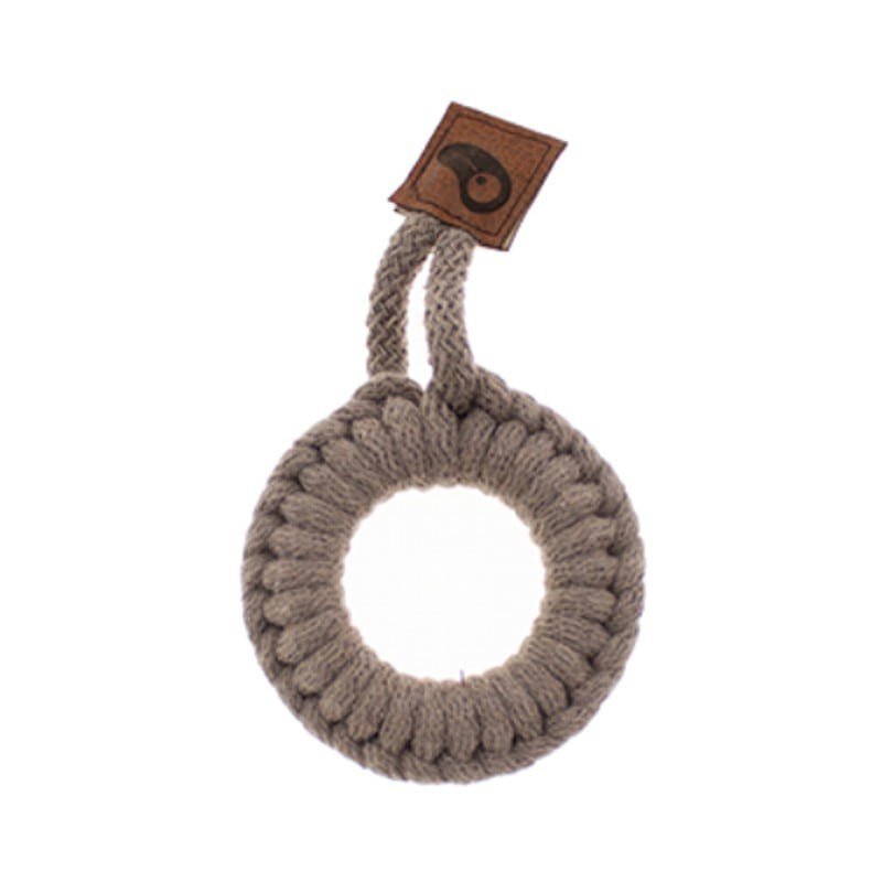 Hi Little One - gryzak sznurkowy Ring Teether wood and cotton Dark Oak