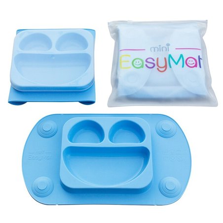 EasyTots - EasyMat Mini 2in1 BLUE silikonowy talerzyk z podkładką - lunchbox EASYTOTS