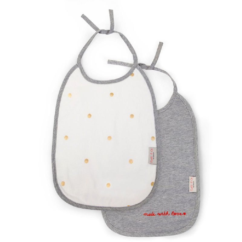 Childhome Zestaw 2 szt. Śliniaków Grey + Gold Dots CHILDHOME