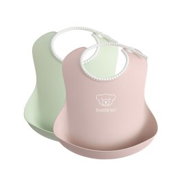 BABYBJORN - 2 śliniaki -  Powder Green/ Powder Pink