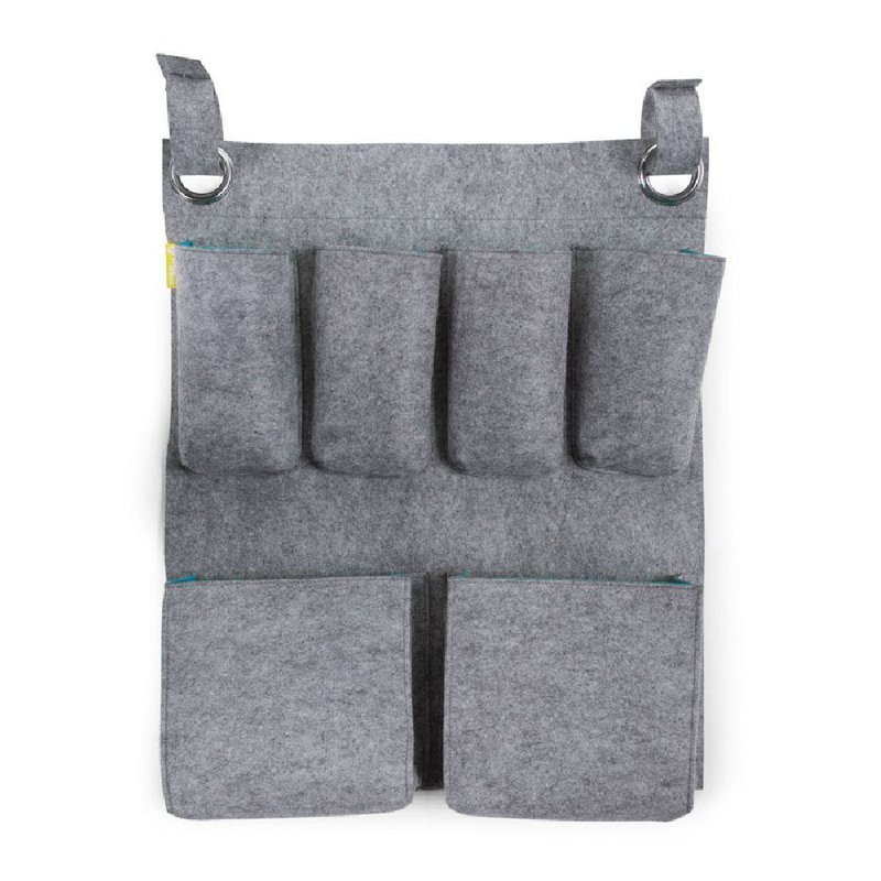 CHILDHOME - Filcowy organizer na łóżeczko szary i turkus 60x50