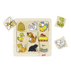 Goki® - Drewniane puzzle Gdzie mieszkają zwierzątka? GOKI-56881
