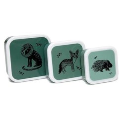 Petit Monkey - Zestaw 3 śniadaniówek lunchbox Black Animals salie