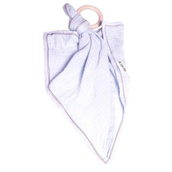 Hi Little One - Przytulanka dou dou z gryzakiem cozy muslin with wood teether White