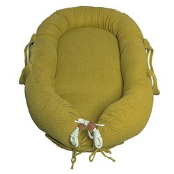 Hi Little One - Kokon gniazdko dla Noworodka z oddychającego muślinu NEWBORN NEST OLIVE