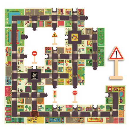 Djeco - Puzzle ulice w miecie ze znakami drogow. DJ07161 Djeco - Puzzle ulice w miecie ze znakami drogow. DJ07161