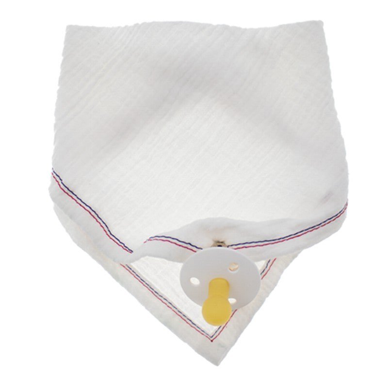 Hi Little One - Śliniak muślinowy bandana z zawieszką na smoczek muslin bandana bibs with pacifire holder White