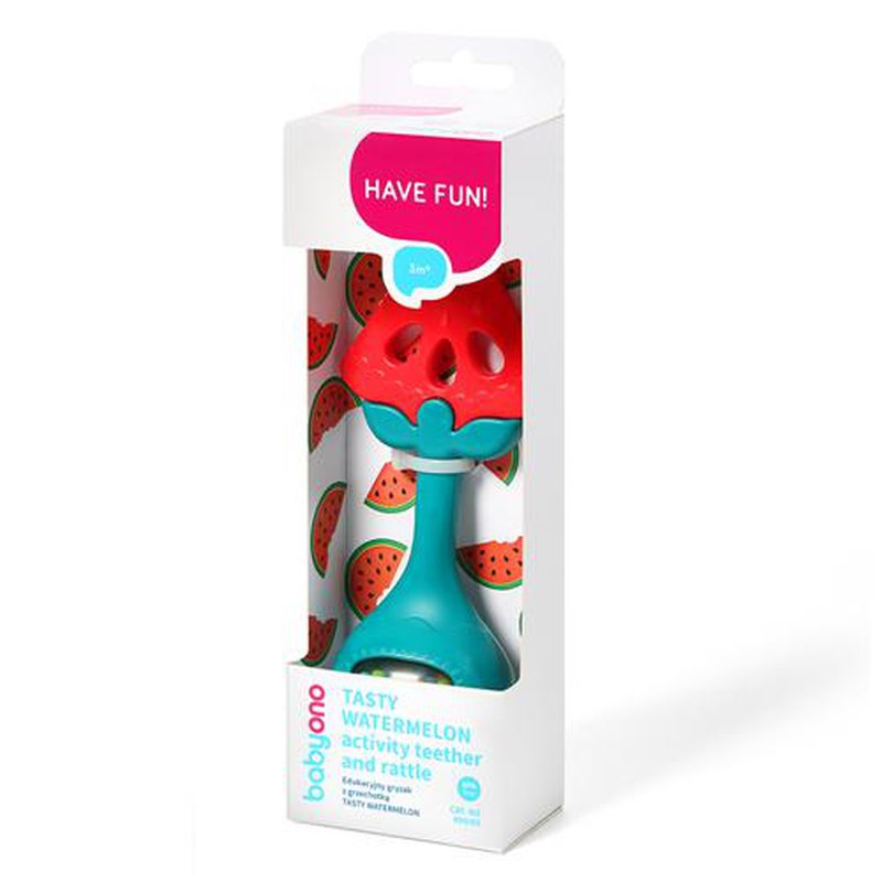 BABYONO - 499/02 Edukacyjny gryzak z grzechotką TASTY WATERMELON