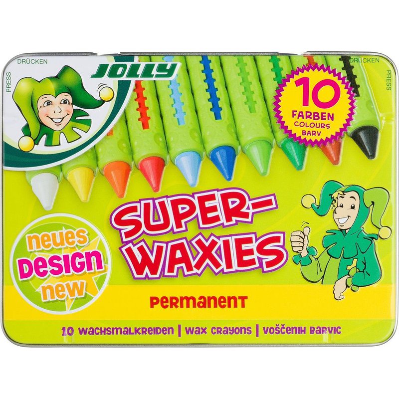 Jolly - Kredki świecowe niełamiące się w metalowym pudełku