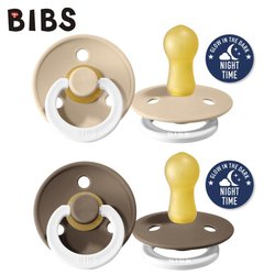 BIBS 2-PACK S DARK OAK NIGHT & VANILIA NIGHT Smoczek Uspokajający kauczuk Hevea