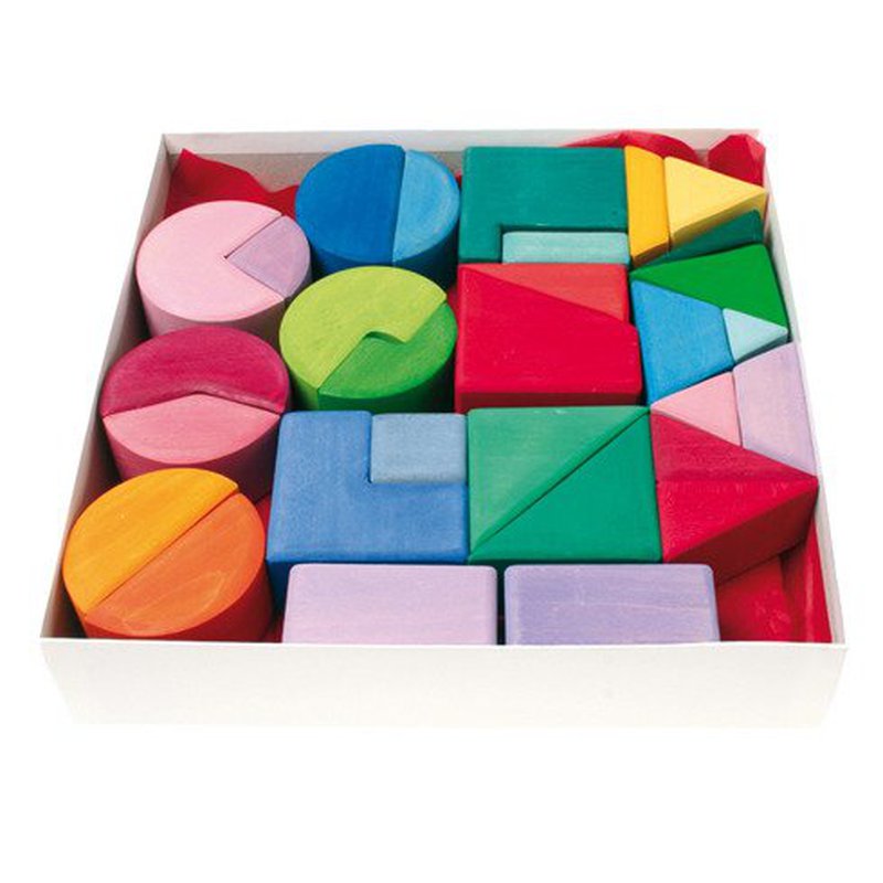 Klocki, Trójkąty, Koła i Kwadraty 1+, kolorowe, Grimm's