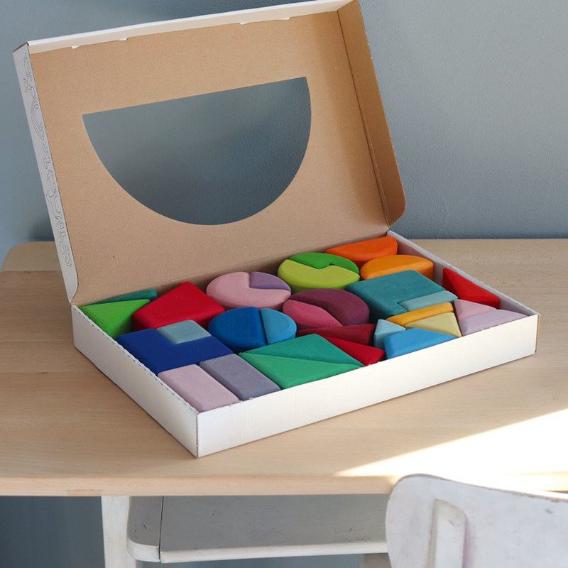 Klocki, Trójkąty, Koła i Kwadraty 1+, kolorowe, Grimm's